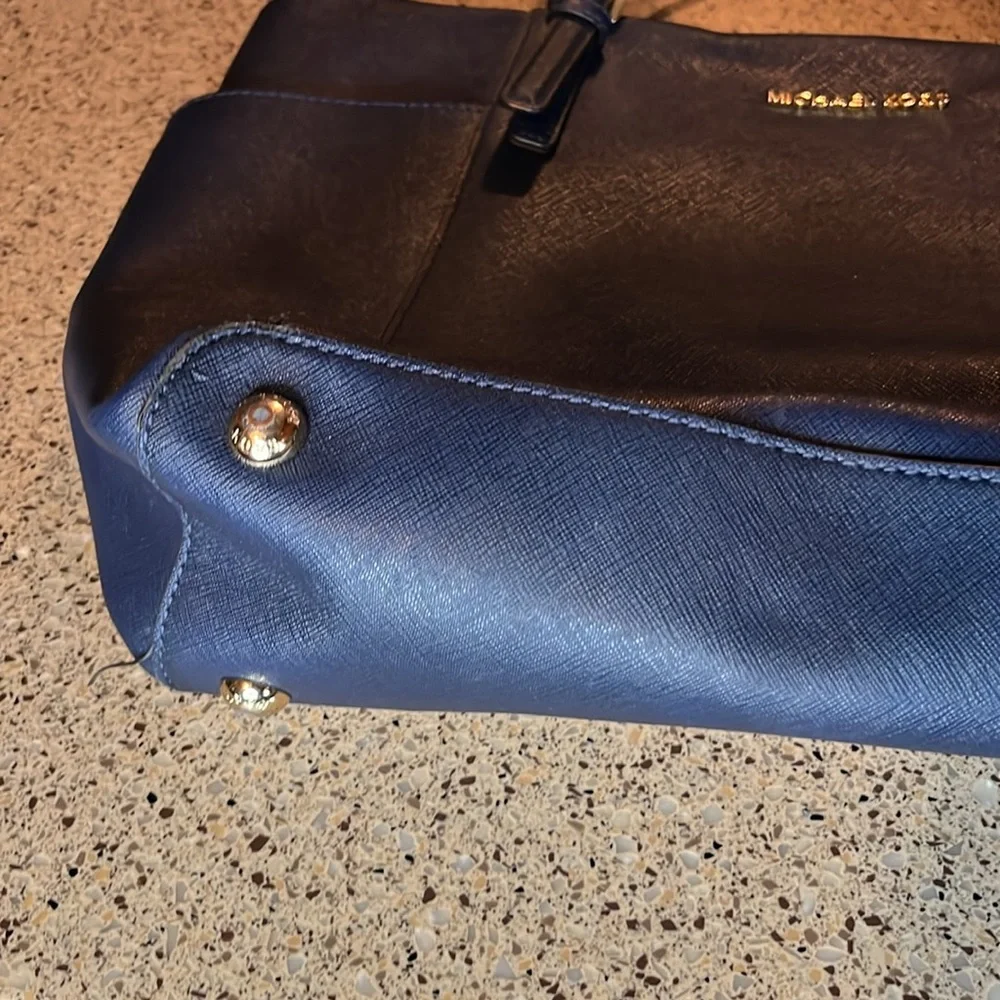 Michael Kors Large Blue Leather Shoulder Bag